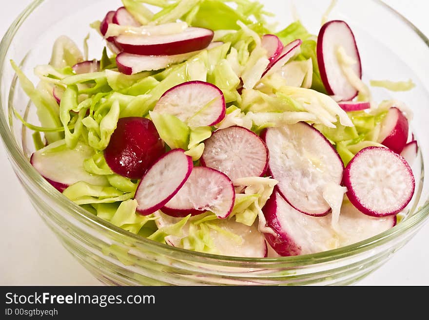 Food series: healthy radish and cabbage salad