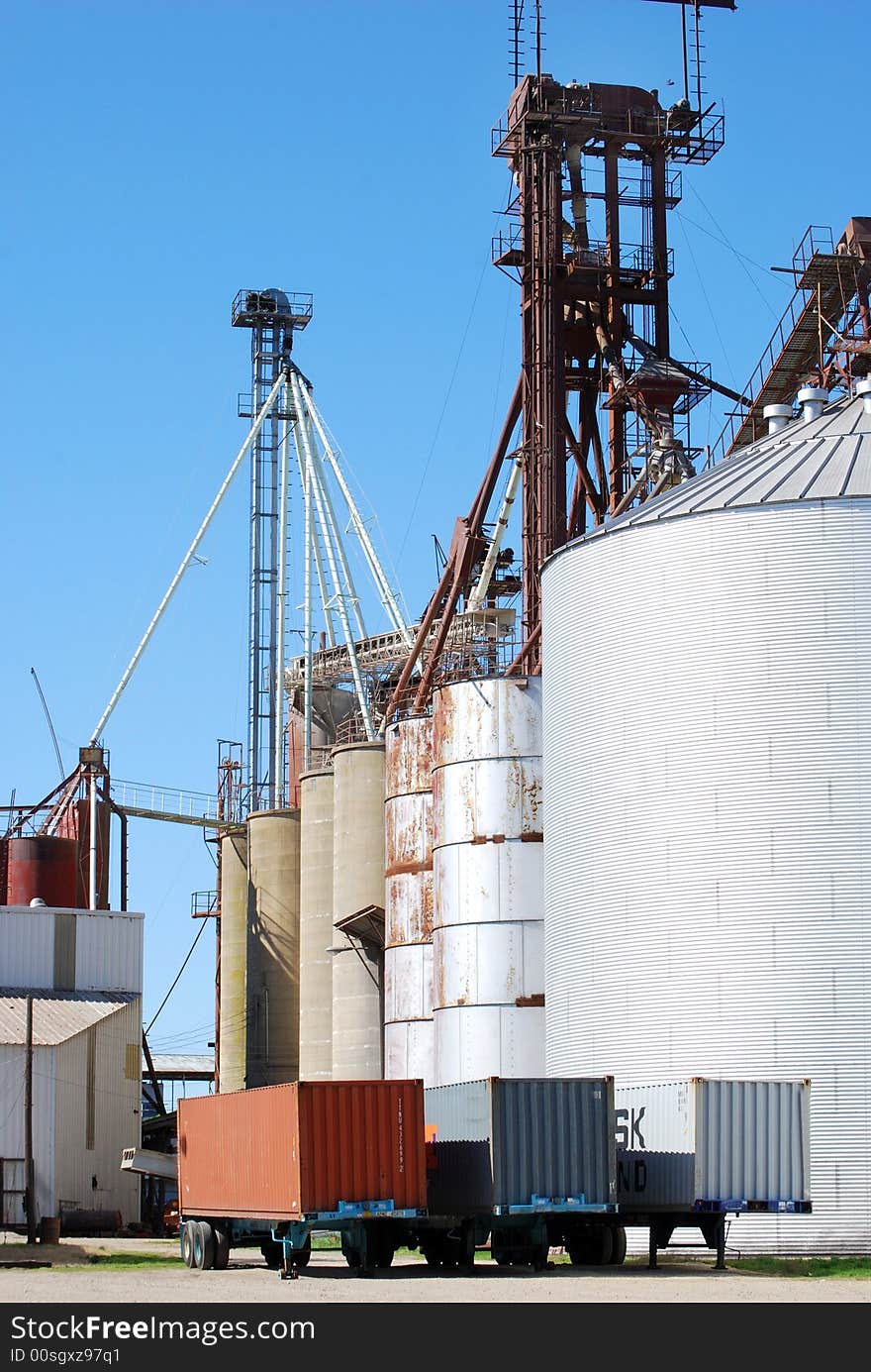 Working farm with grain silos. Working farm with grain silos