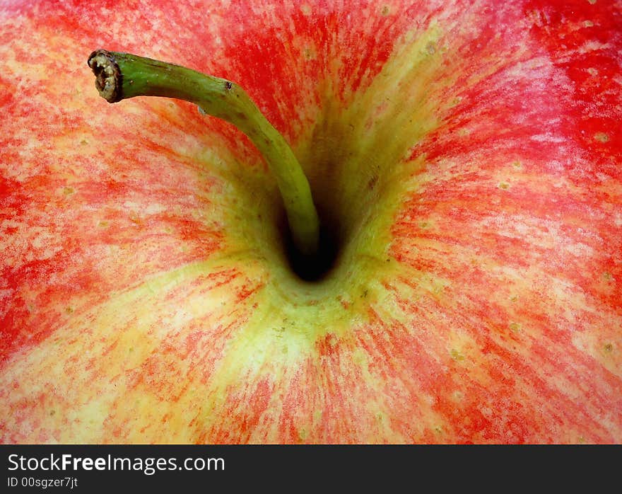 Macro of an apple with the stem