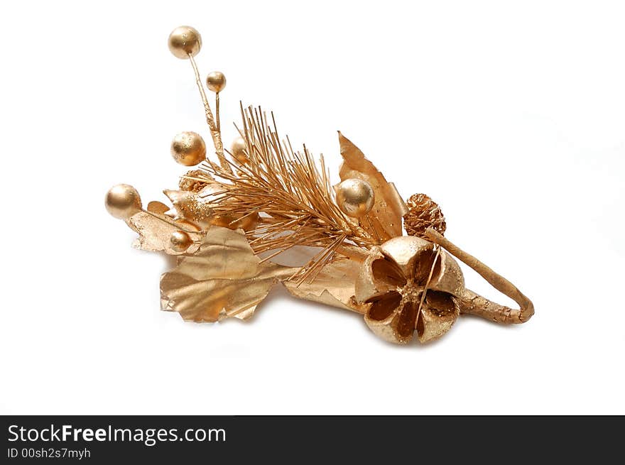 Golden decoration isolated over a white background