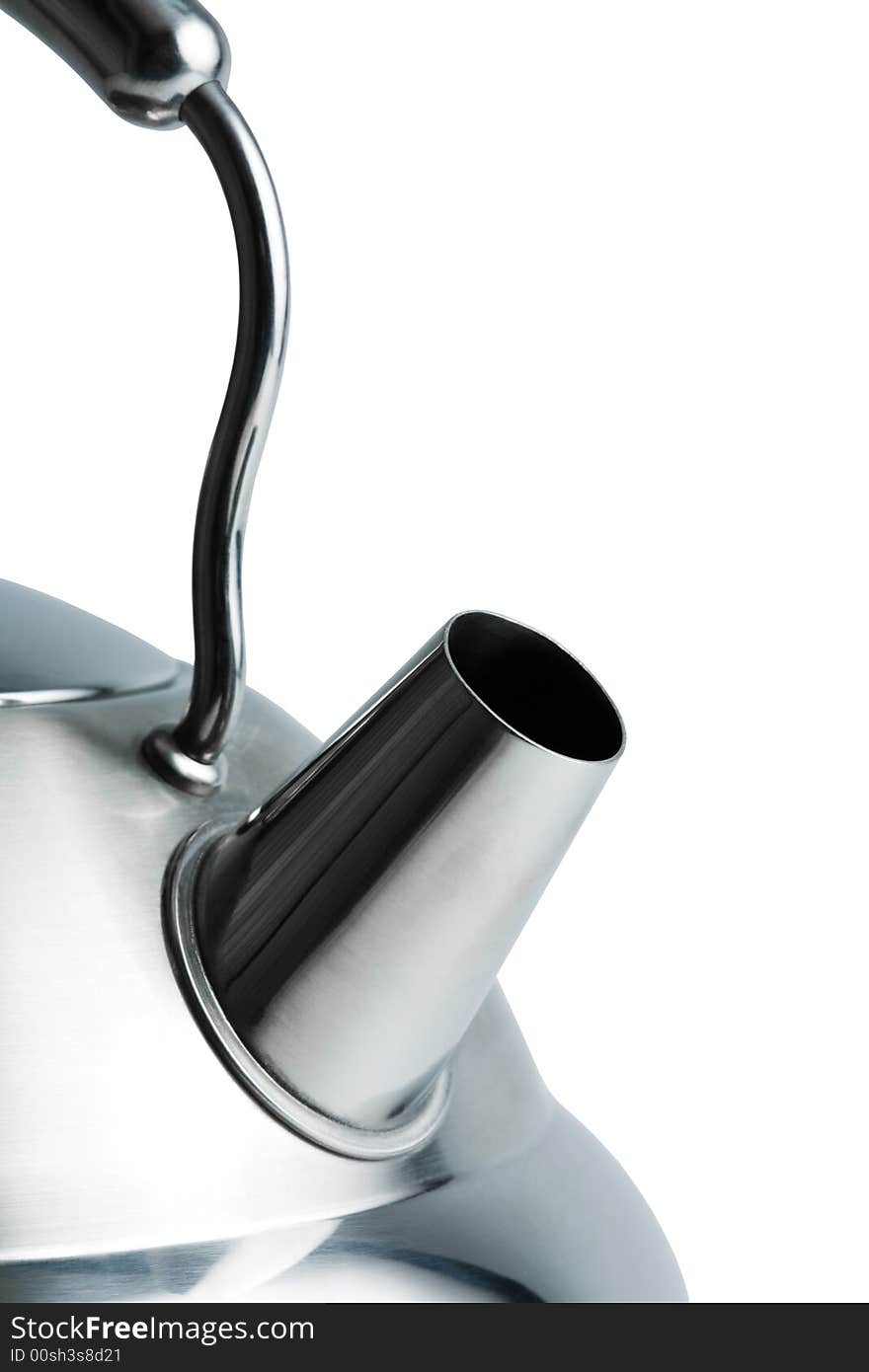 Modern metal teapot on a white background