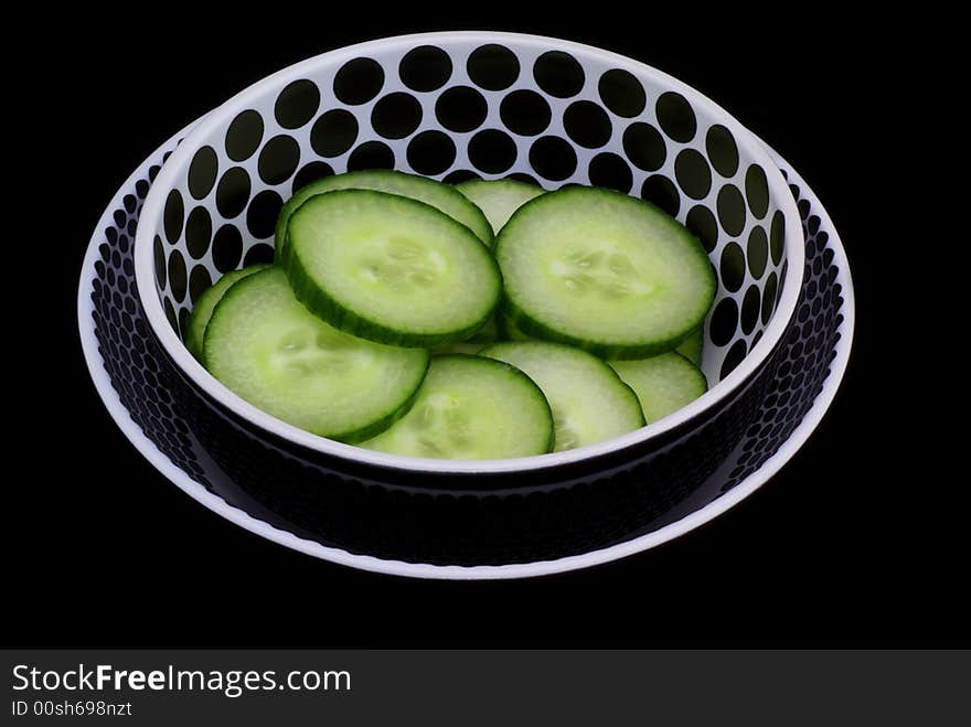 Sliced Cucumber In Bowl.