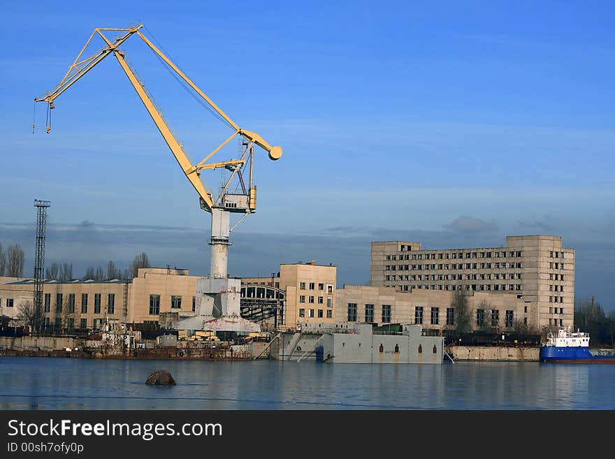 View of a shipbuilding plant