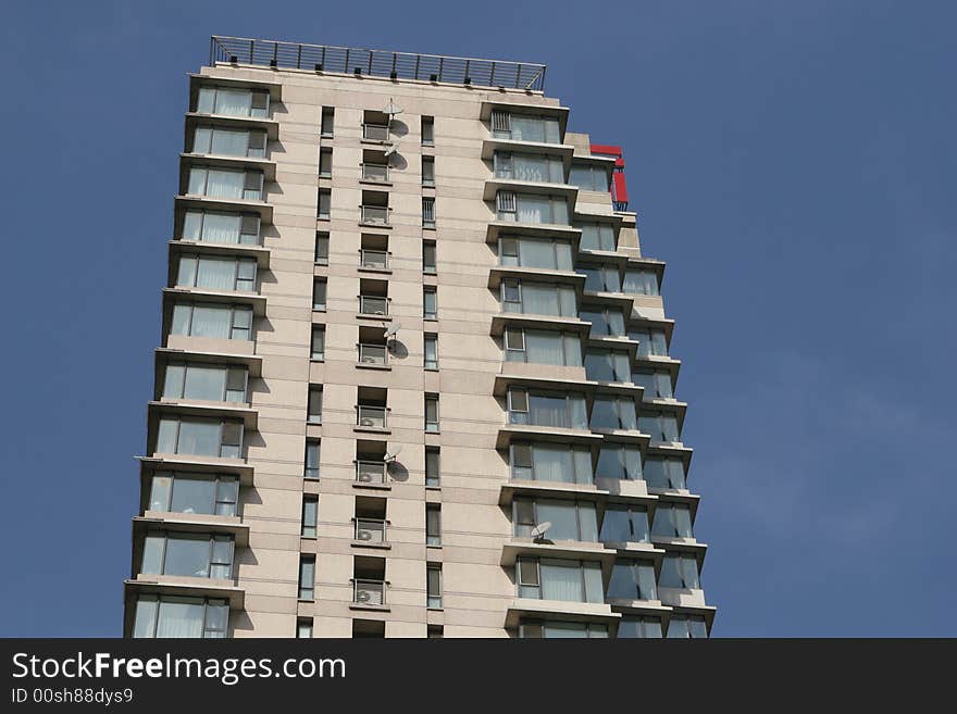 Modern apartment building against blue sky in Shenyang city China