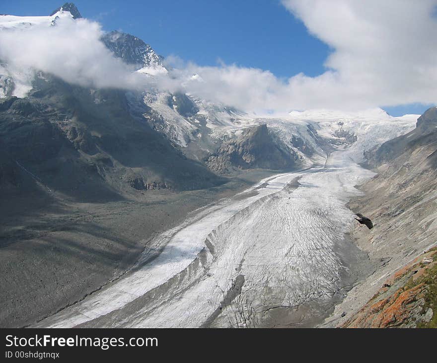 Glacier grossklockner with the top out of site