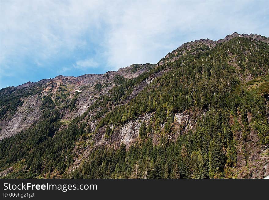 The ridgeline along the Enchanted Valley. Quite often there is a mist decorating this ridge.