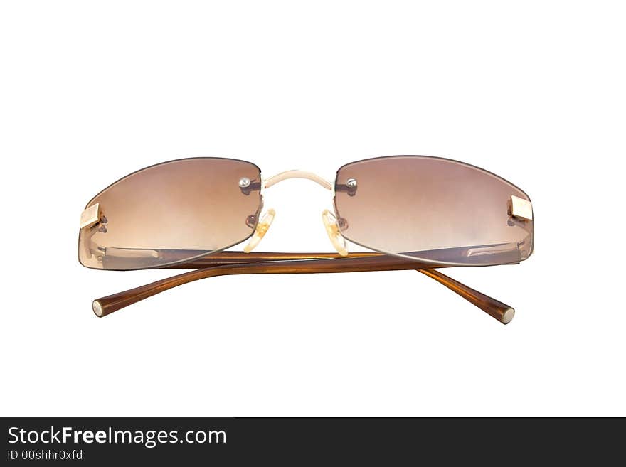 Brown sunglasses on white background