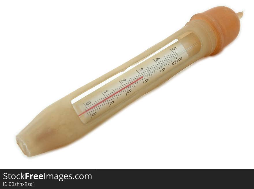 Old alcohol thermometer with Celsius scale. Old alcohol thermometer with Celsius scale.