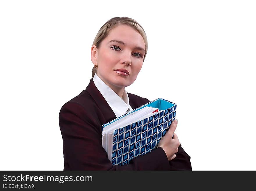 Portrait of the business woman with a folder