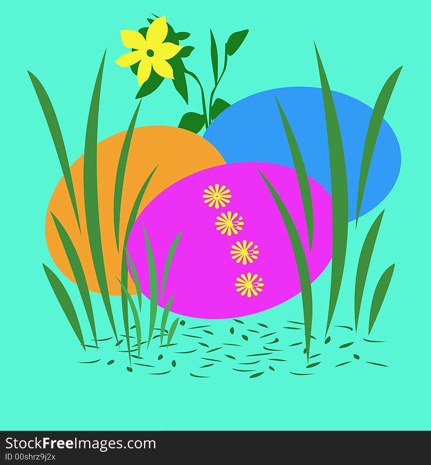 Colorful dyed easter eggs in the grass. Colorful dyed easter eggs in the grass