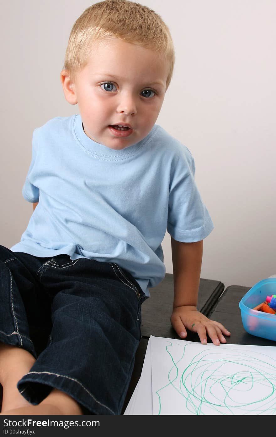 Beuatiful Blond toddler with big blue eyes. Beuatiful Blond toddler with big blue eyes