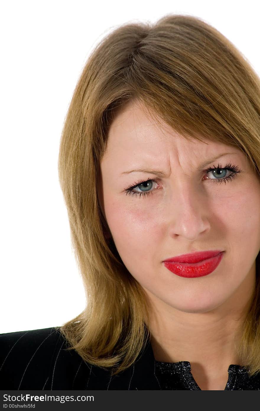 Expressive woman on white background