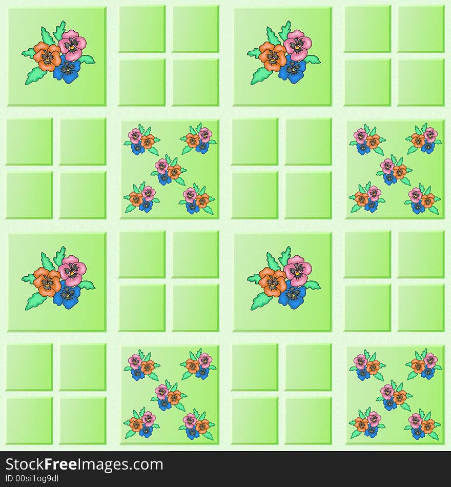 Flower Tiles Wall