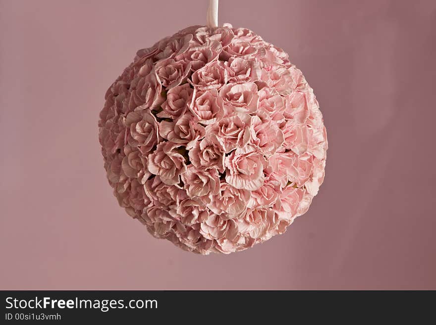 Decorative Sphere On A Tape From Artificial Roses