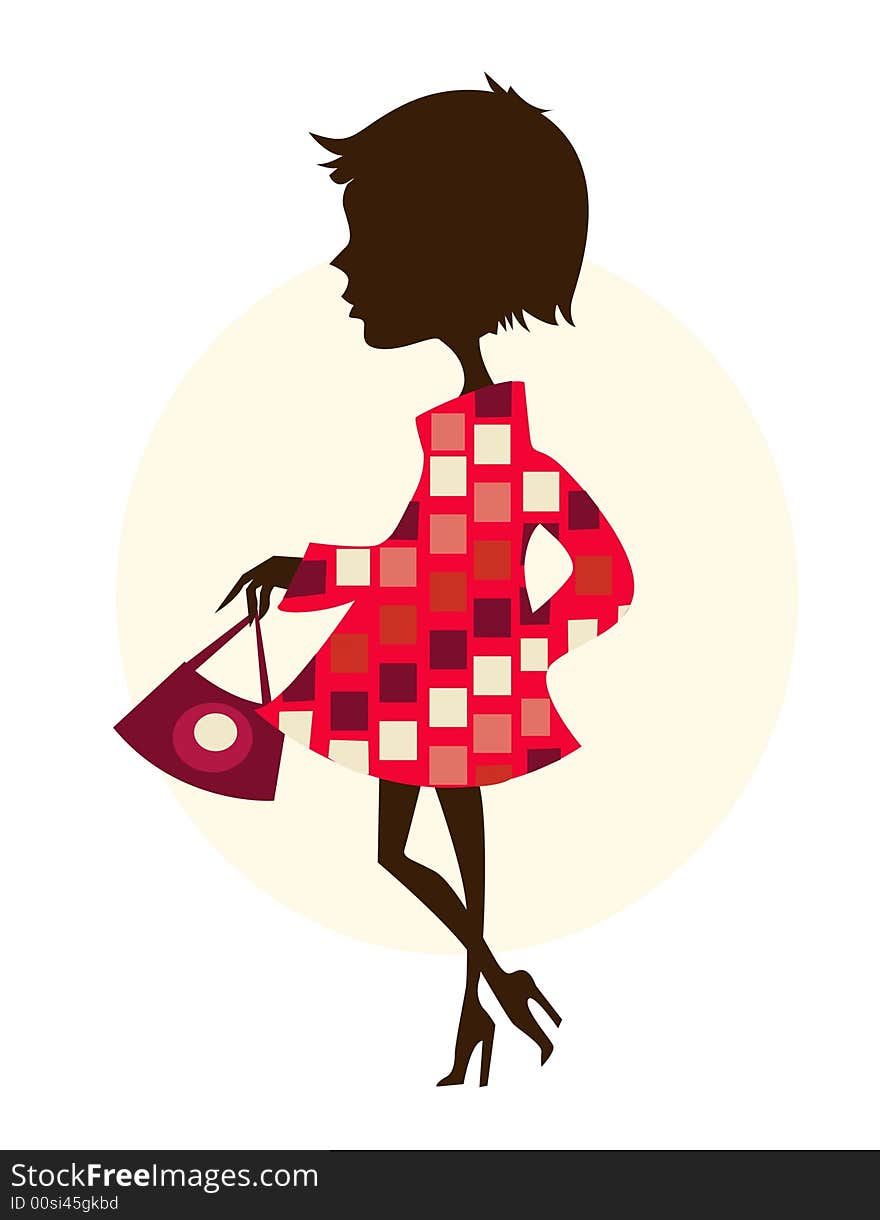 Cute illustration of a girl in colorful dress. Cute illustration of a girl in colorful dress