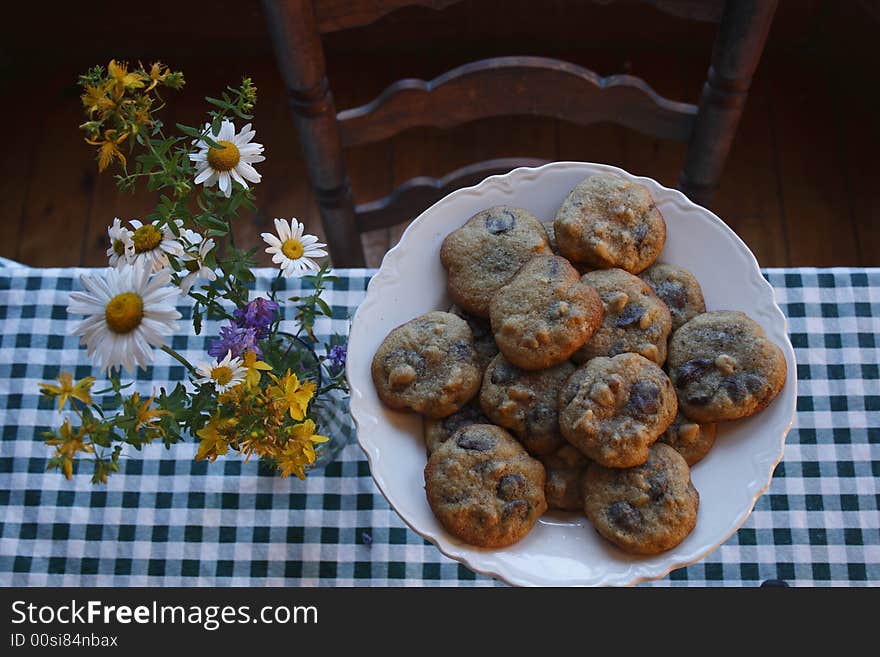 Fresh chocholate chip cookies Coastal island of Isle au Haut. Fresh chocholate chip cookies Coastal island of Isle au Haut