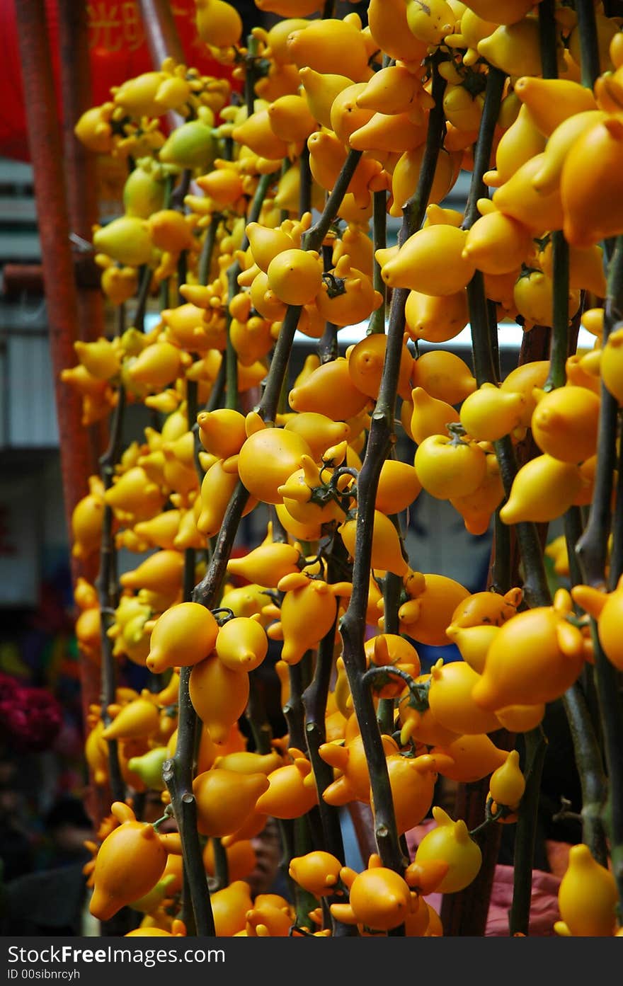 Chinese call it golden fruit.It signifies 5 kinds of bliss for people.You can see it on market before spring festival in China.