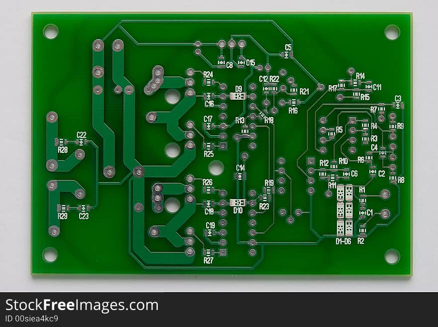 The pcb, solder side, unassembled. The pcb, solder side, unassembled