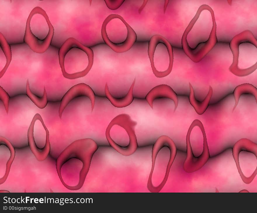 Background abstracts red and pink form tubes and rings