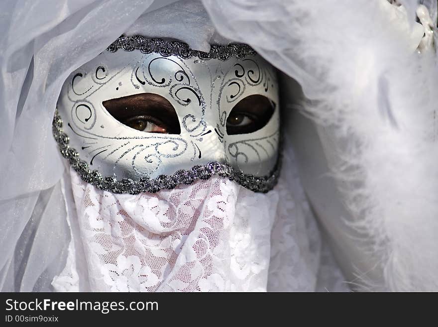 Typical Venetian carnival papier-mache masks. They were used both by men and women on different occasions. Typical Venetian carnival papier-mache masks. They were used both by men and women on different occasions