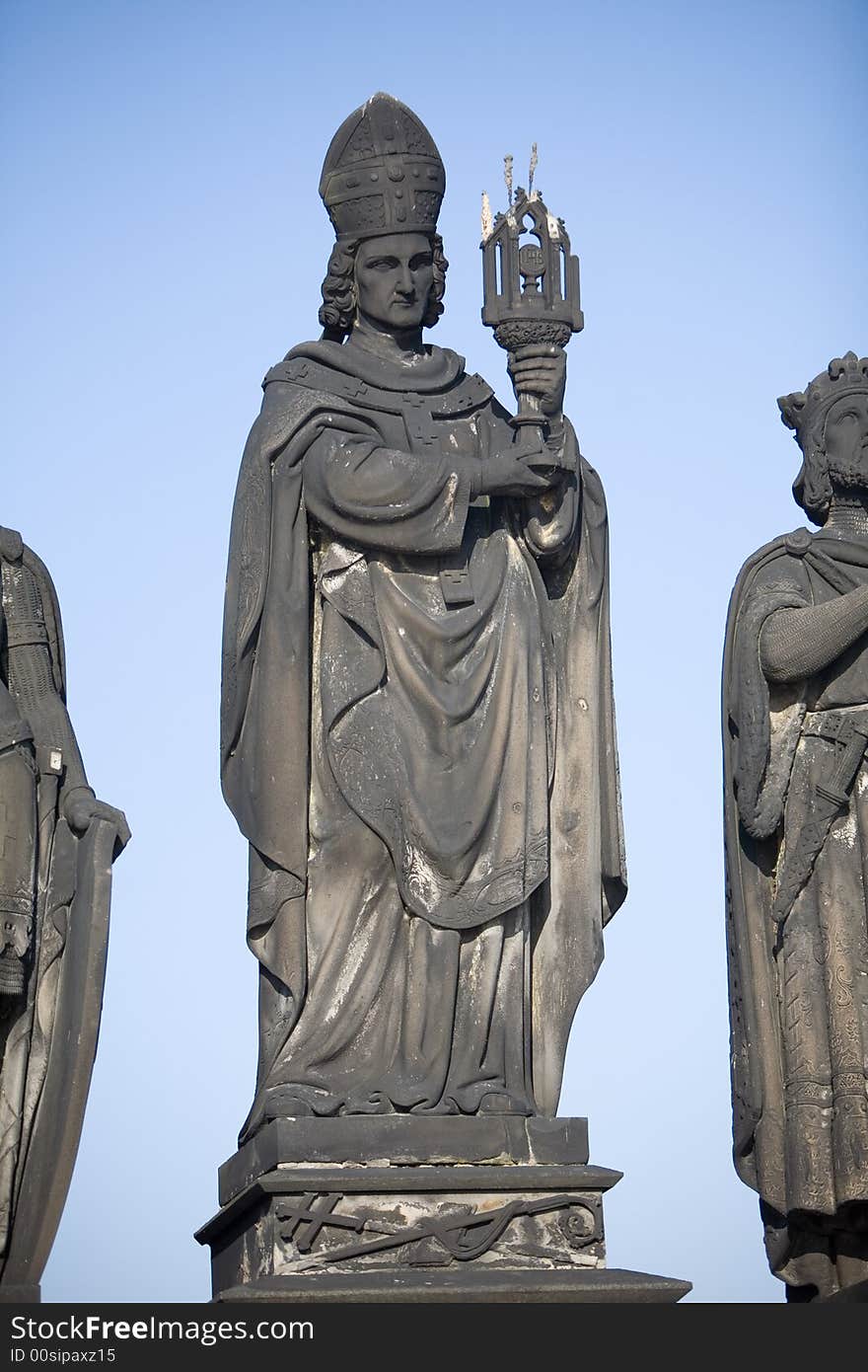 A statue on Charles Bridge, Prague, The Czech Republic. A statue on Charles Bridge, Prague, The Czech Republic