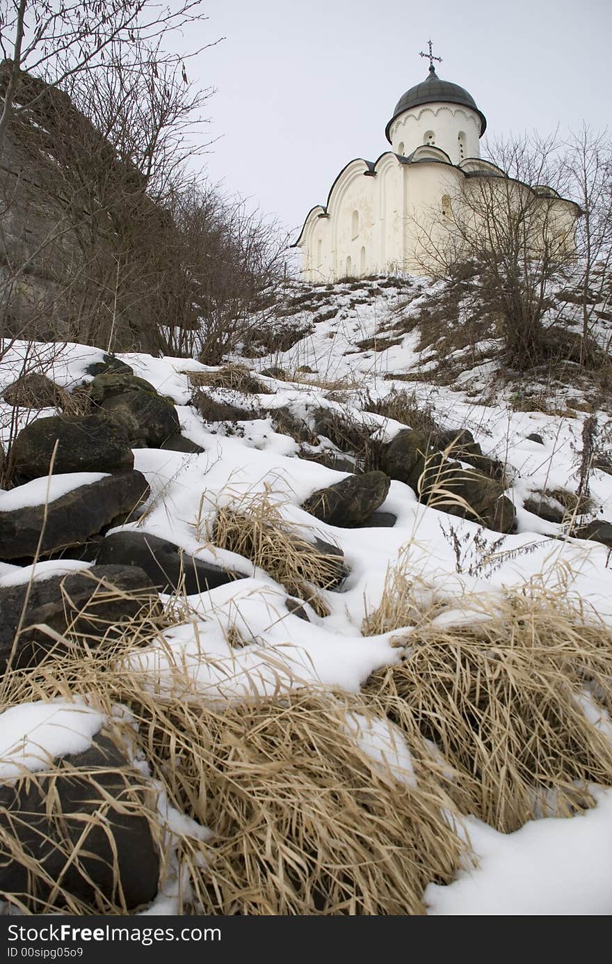 Ancient church in the Staraya Ladoga fortress (Russia)