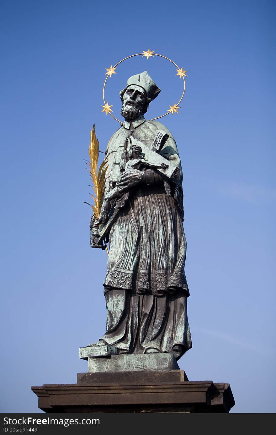 A statue on charles bridge, prague, the czech republic. A statue on charles bridge, prague, the czech republic