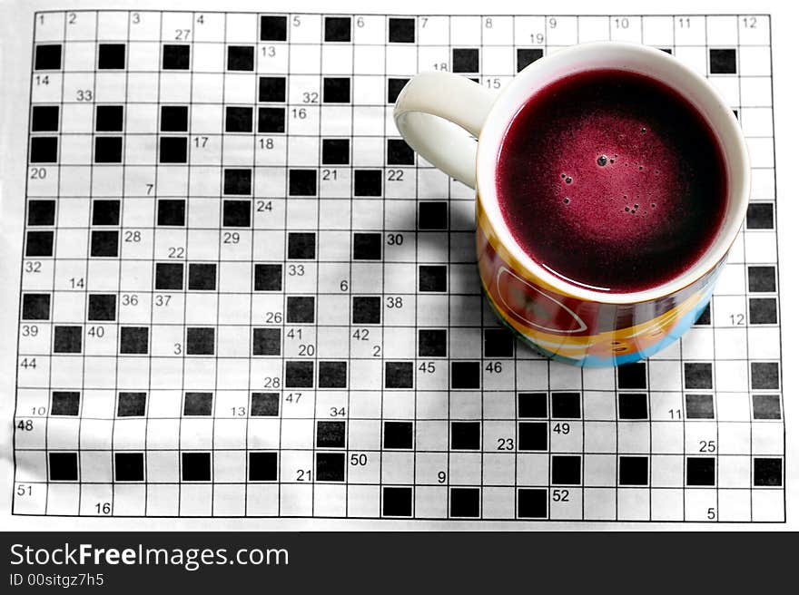 Cup with crossword