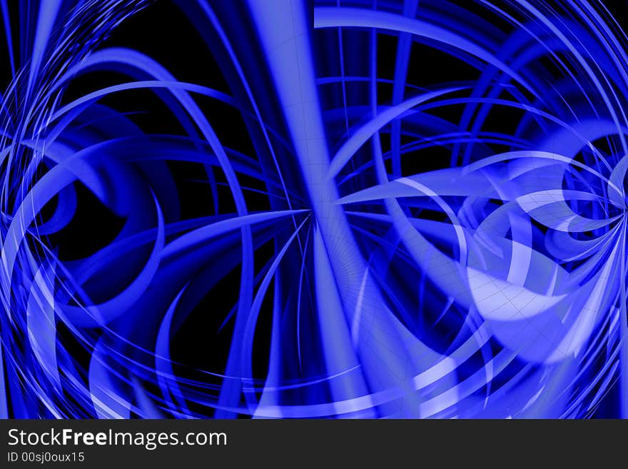 Abstract blue perspective space with the black background. Abstract blue perspective space with the black background