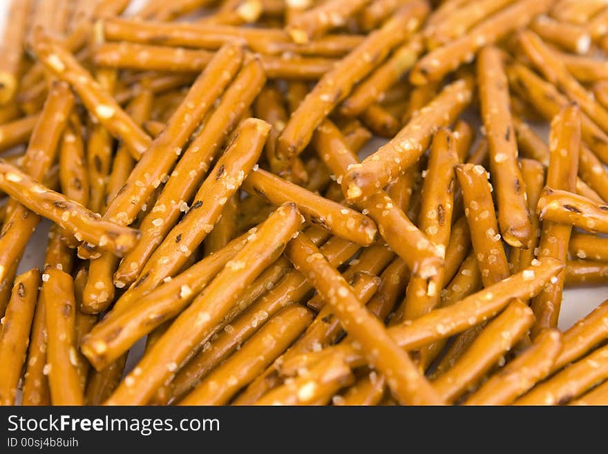 Salted sticks isolated on white background