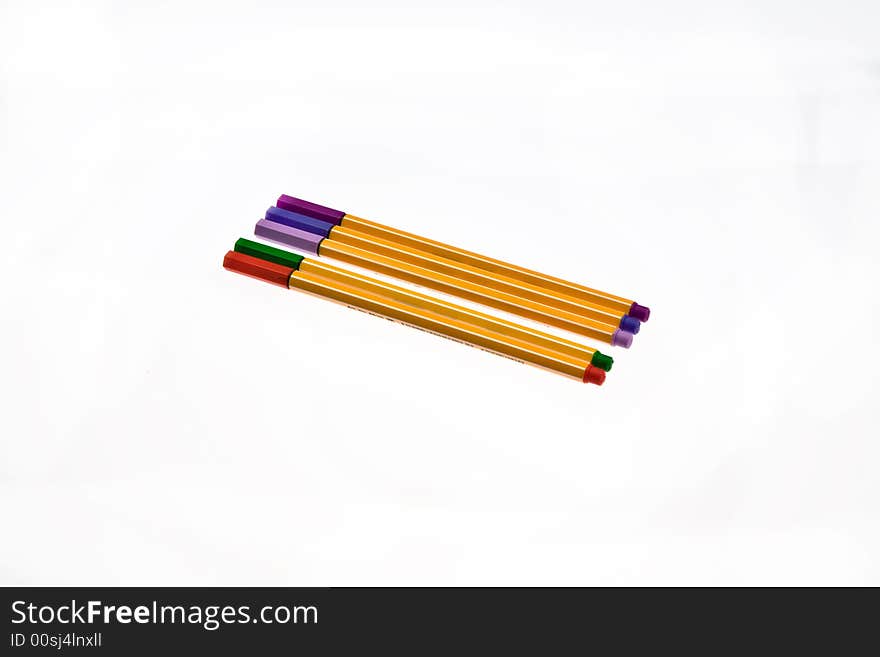 Some pencils with three colour