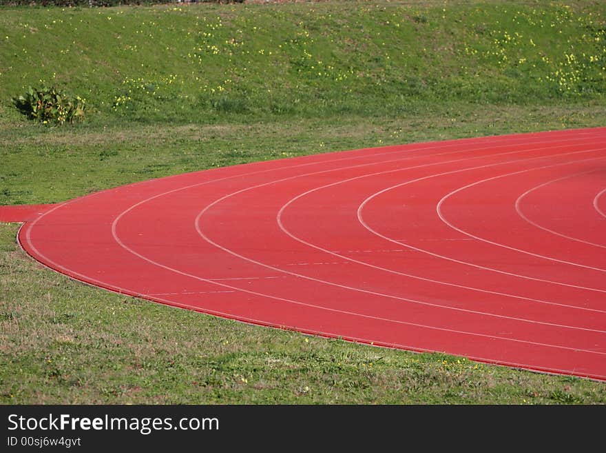 Red Athletics Track in Perspective