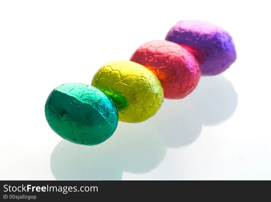 A isolated shot of easter eggs