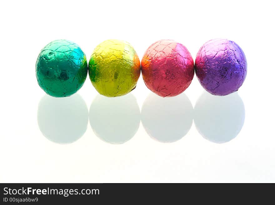 A isolated shot of easter eggs