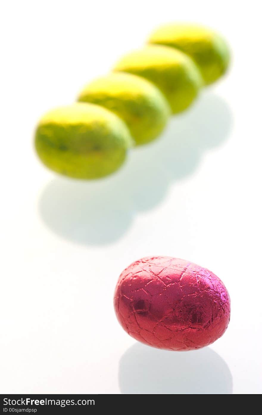 A isolated shot of easter eggs