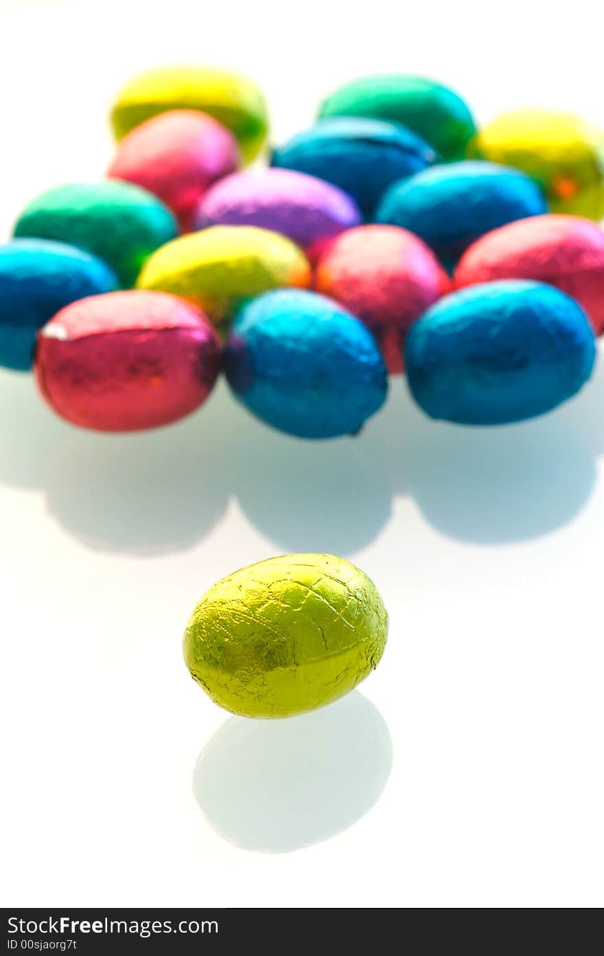 A isolated shot of easter eggs