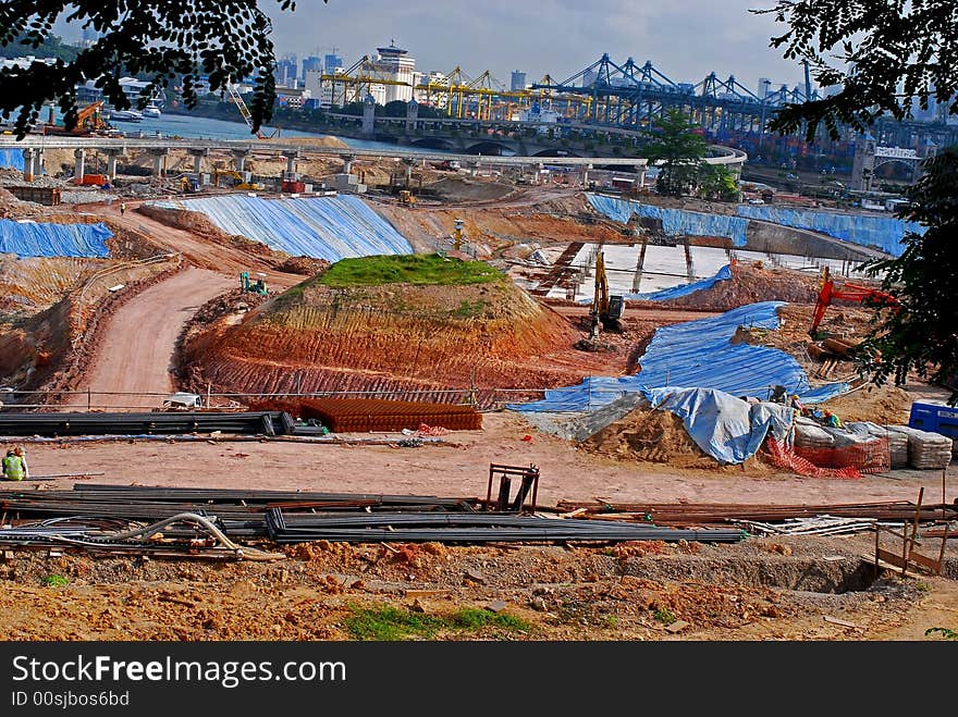 Construction place at the seasides