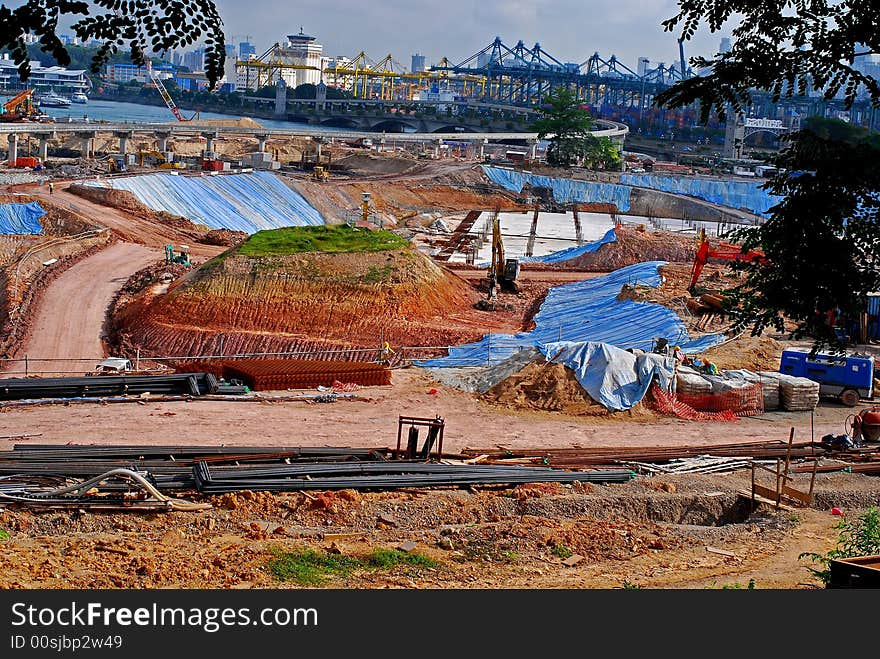 Construction place at the seaside