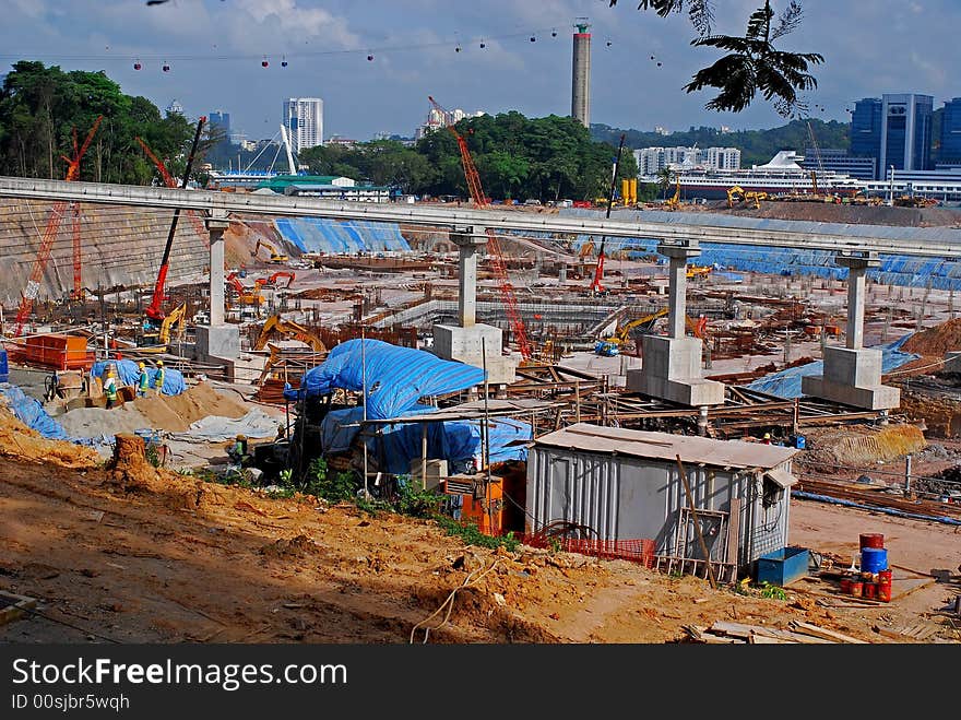 Construction place at the seaside