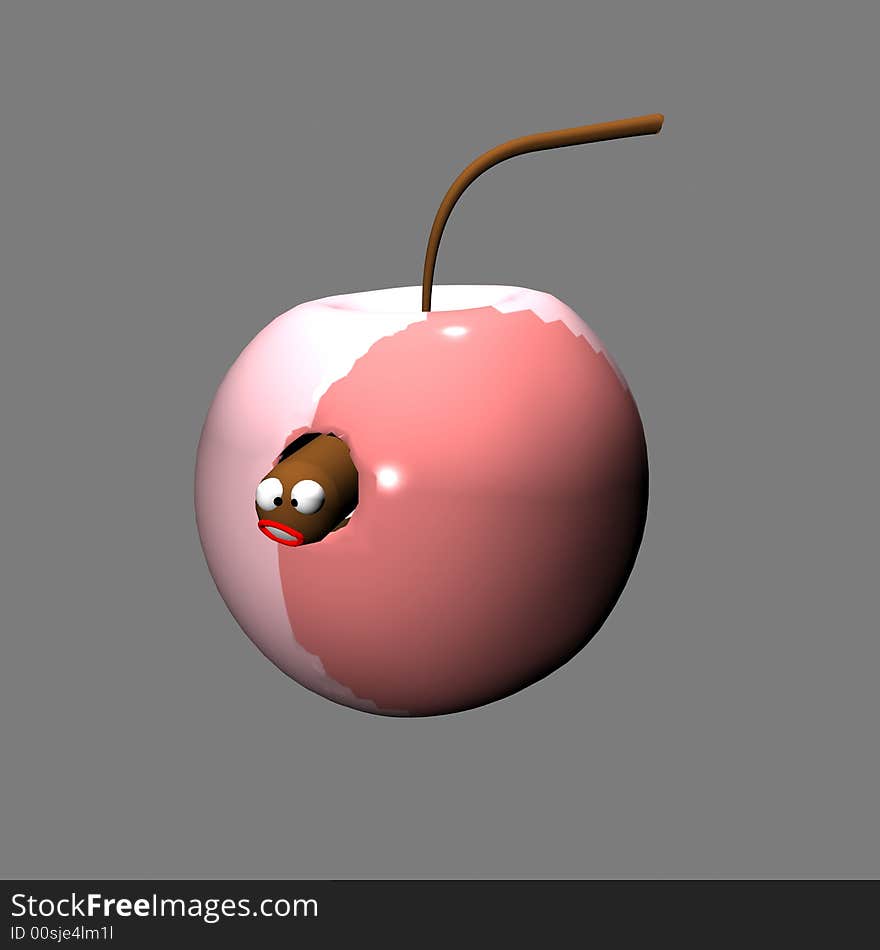 Apple with a worm.