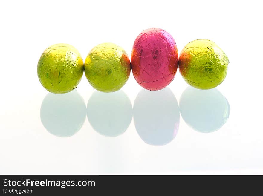 A isolated shot of easter eggs