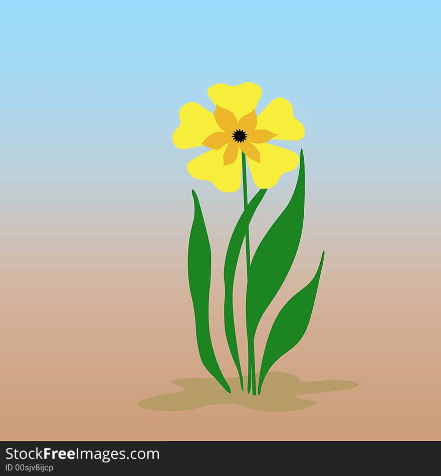 Yellow Flower Illustrated