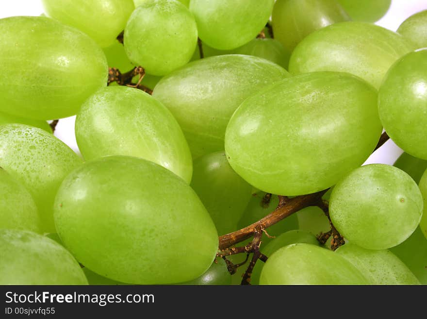 Fresh green grapes close up