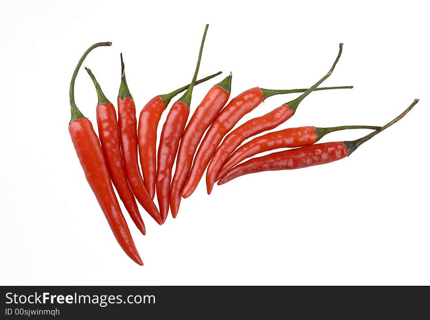 Color Hot Peppers Isolated Over White