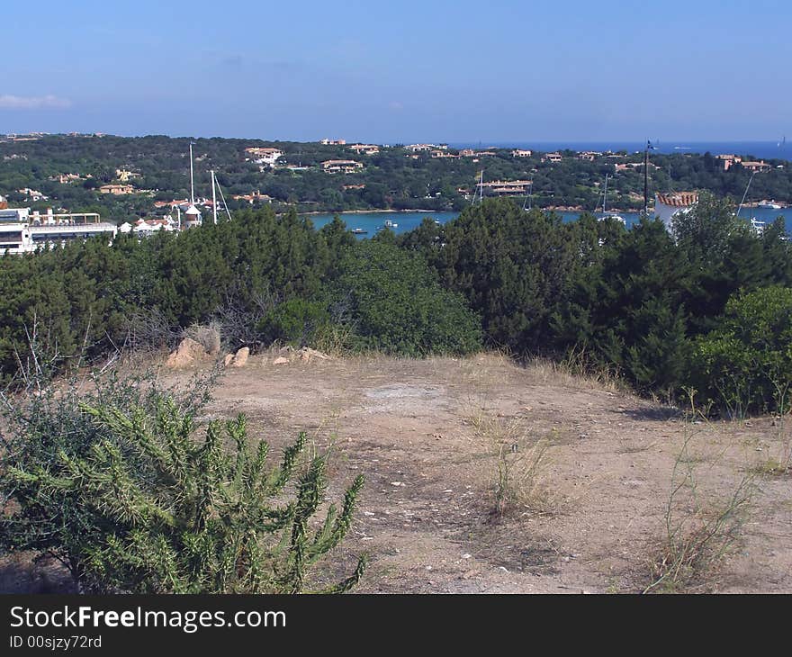 Seaside town port, nature and vacation homes