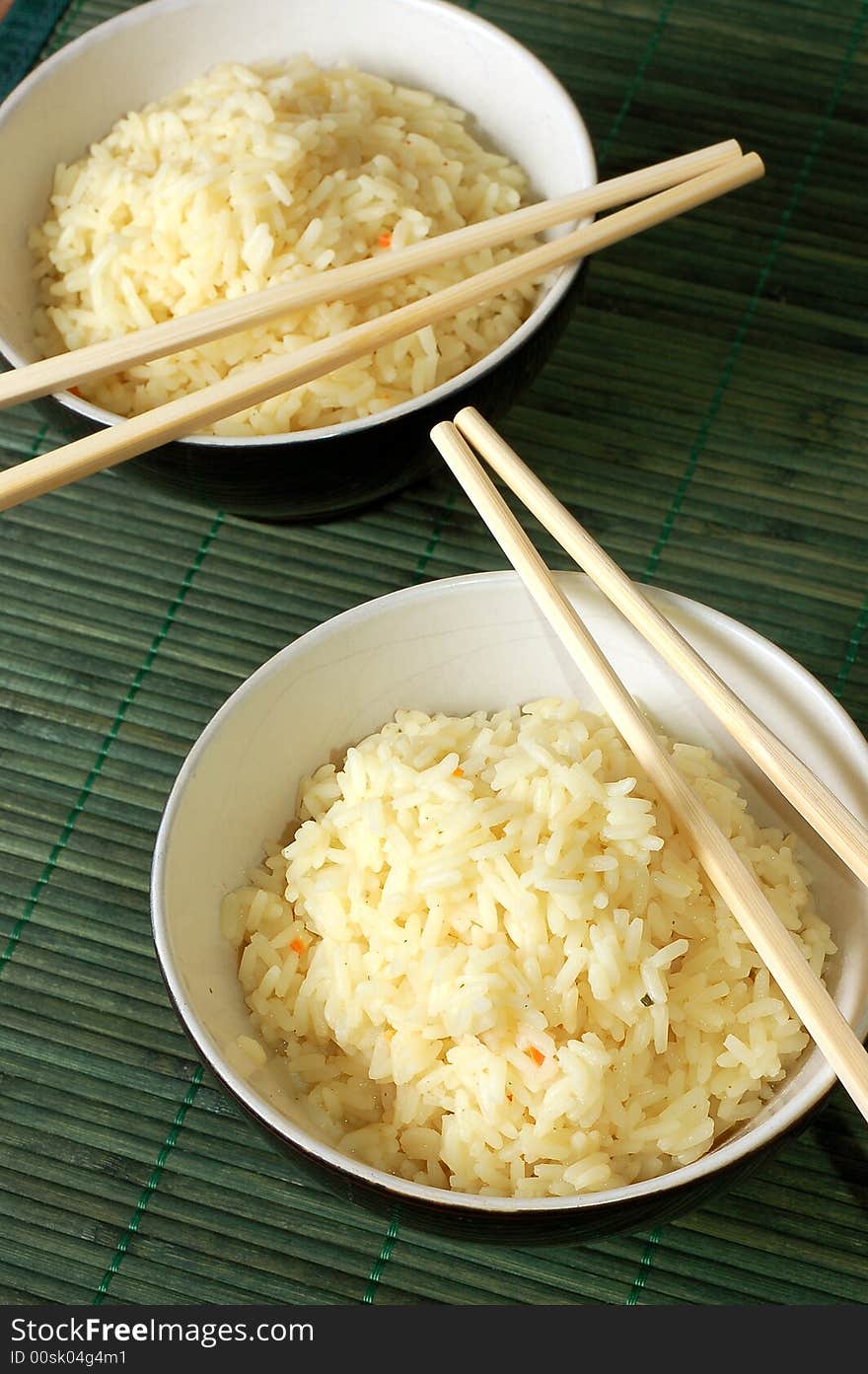 Two bowls of healthy organic rice