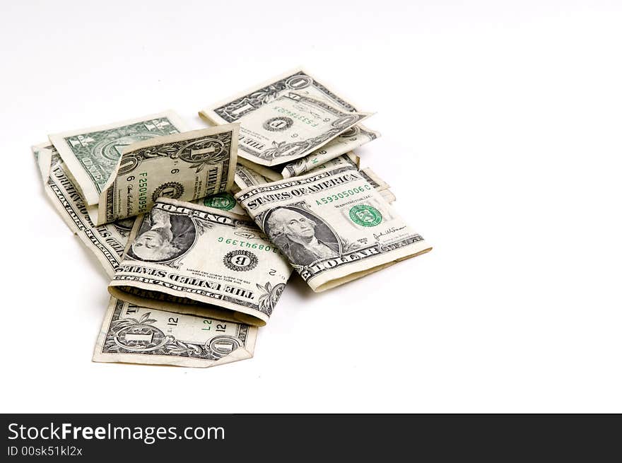 U.S. dollars on white background. U.S. dollars on white background