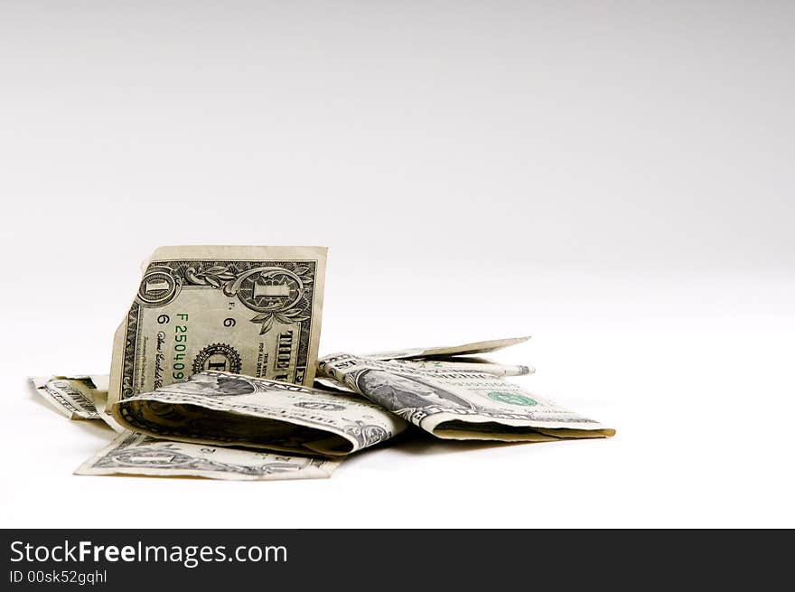 U.S. dollars on white background. U.S. dollars on white background