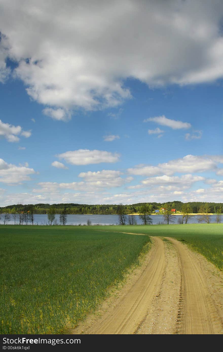 Path along acres near edges of river