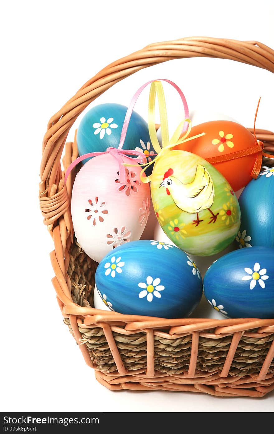 Easter basket with easter eggs